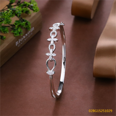 Blossom CS Jewelry 925 Silver Bangle Cross Multi Shape Zirconia Interlock Closed Bangle For Women Party