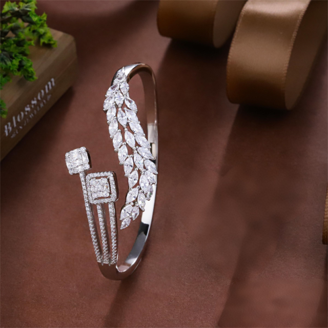 Blossom CS Jewelry 925 Silver Bangle Marquise Square Multi Shape Zirconia Bangle For Women Party