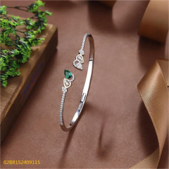 Blossom CS Jewelry 925 Silver Cuff Bangle Green Teardrop Zirconia Open Cuff For Women Party