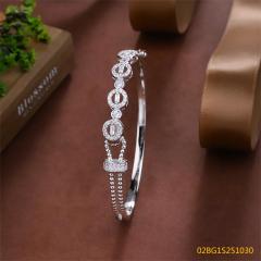Blossom CS Jewelry 925 Silver Bangle Circle Multi Shape Zirconia Interlock Closed Bangle For Women Party