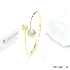 Blossom CS Jewelry Simple Cuff Bangle 925 Sterling Silver Matte Ball Bead Open Bracelet for Women