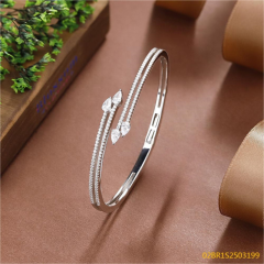 Blossom CS Jewelry Multi Band Pear Cut 925 Sterling Silver Open Bangle For Women Inlaid Cubic Zirconia Bracelet Gift