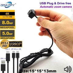 4K 8MP 5MP 30fps HD Auto focus Zoom Micro Size Webcam USB Camera USB Driver-free Laptop PC Android External Cam With Audio Mic