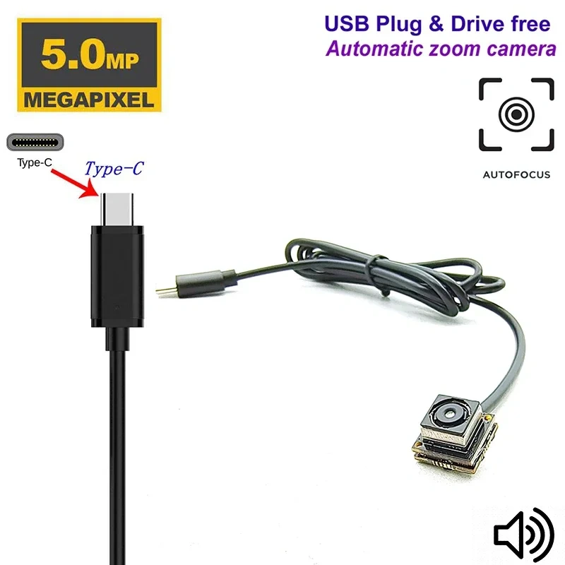 Audio Video HD 5MP 4K 8MP USB Camera Auto Focus Micro UVC Camera Module 500W Mini AF CCTV Cameras Webcam For Windows PC Cam