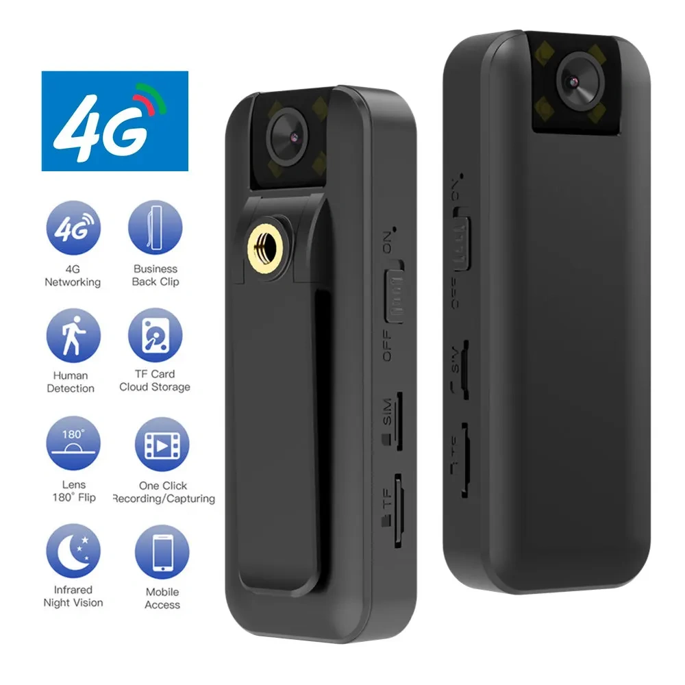 2024 4G Wireless Mini Camera 4K High Definition Phone Remote Video Recorder Worn Police Small Body Cam Night Vision DV Camcorder