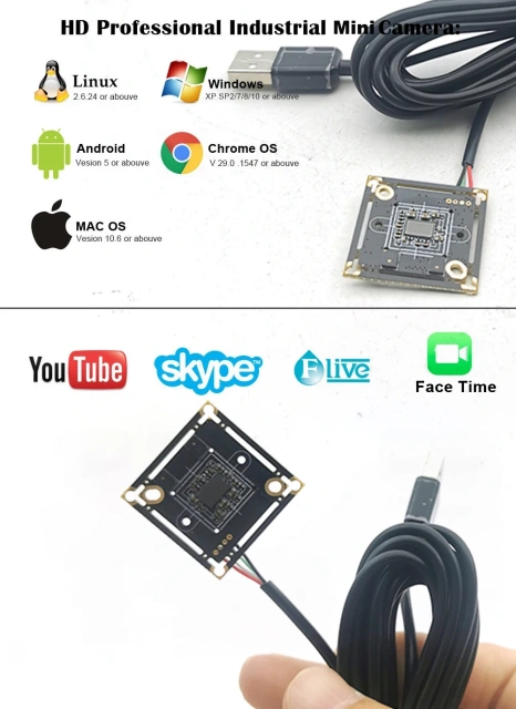 28*28 23*23mm 1080P Low Lux Industry Mini Size USB Camera Board Android Micro UVC USB Camera With Audio 2MP OTG Type-C USB2.0