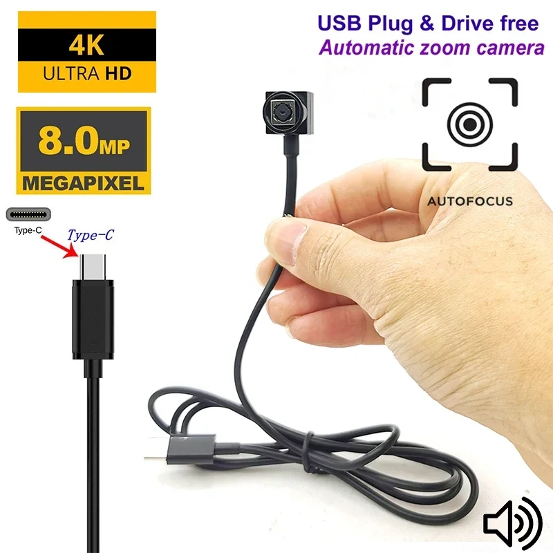Audio Video HD 5MP 4K 8MP USB Camera Auto Focus Micro UVC Camera Module 500W Mini AF CCTV Cameras Webcam For Windows PC Cam