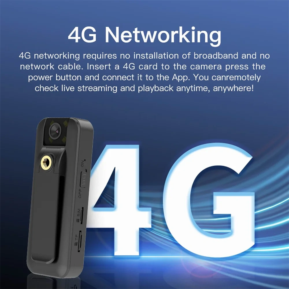 2024 4G Wireless Mini Camera 4K High Definition Phone Remote Video Recorder Worn Police Small Body Cam Night Vision DV Camcorder
