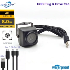 Outdoor Waterproof IP66 IMX179 HD type-c UVC USB Camera 8MP 4K Mini Case Webcam Plug And Play,3264x2448,Windows Linux Android