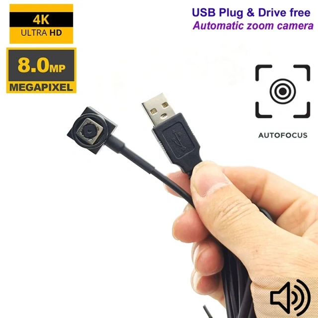 Audio Video HD 5MP 4K 8MP USB Camera Auto Focus Micro UVC Camera Module 500W Mini AF CCTV Cameras Webcam For Windows PC Cam