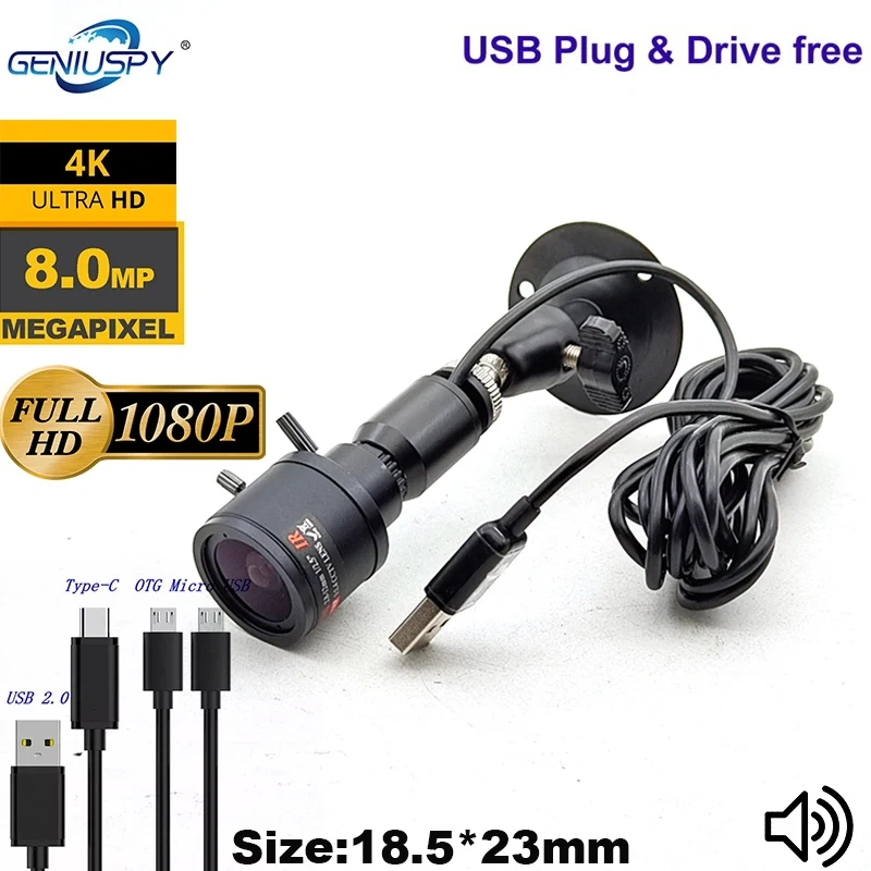 18.5MM Miniature Bullet Size Tiny 2MP 8MP 4K IMX179 Android Cmos usb2.0 Micro OTG Usb External UVC Mini Camera Zoom For Industry