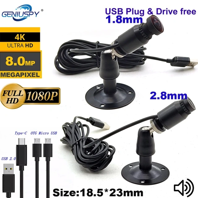 Bullet Mini USB Wide Angle Camera with 120degree 150degree lens live video streaming CCTV UVC 2MP 8MP HD OTG Computer PC camera