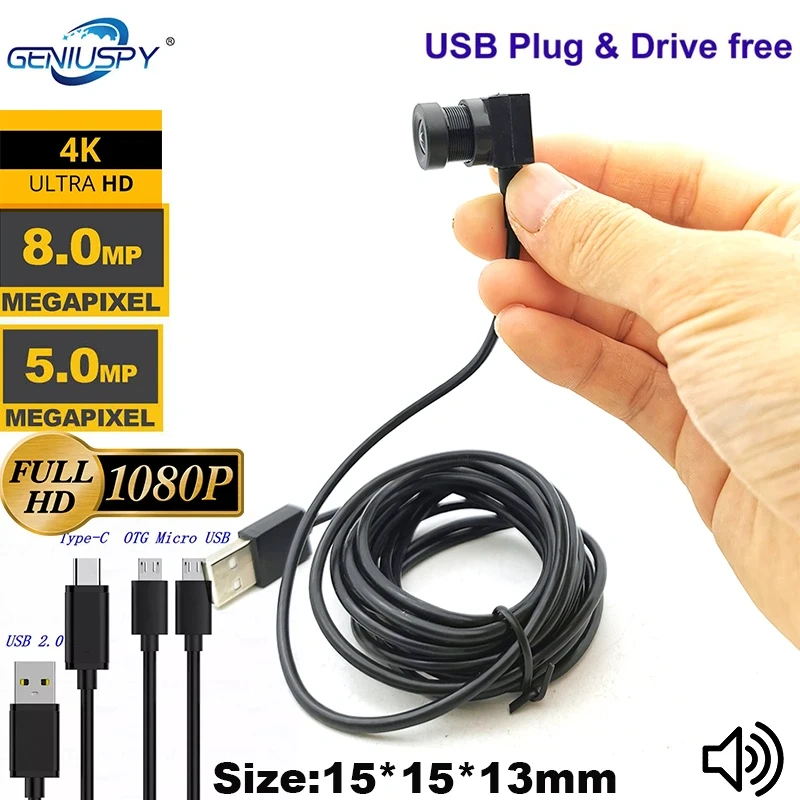 8MP 4MP 1080P Webcam Mini USB Camera for Laptop Video Cam PC Webcam Zero distortion Lens Plug and Play Web Camera for Computer