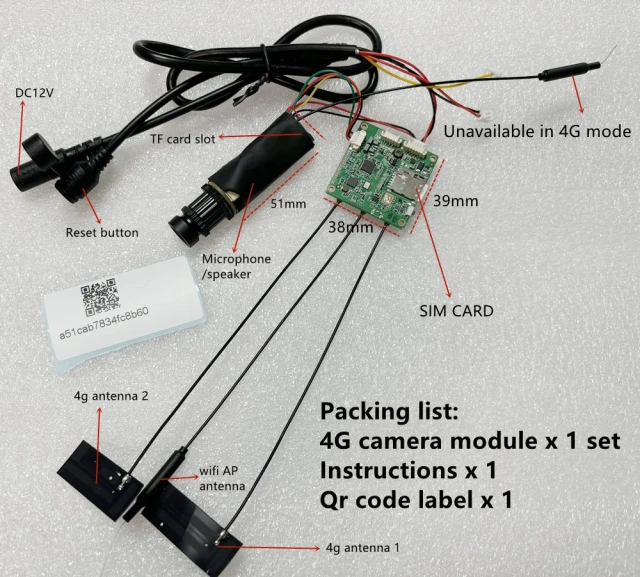Module DIY 4G SIM Card Mini 1080P Camera IPC Security Surveillance IP Camera 25fps IEMI Change Audio Onvif Cctv Icsee Xmeye