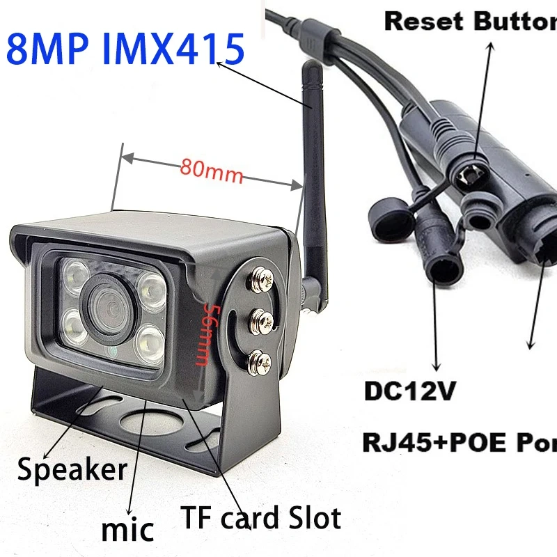 Camhi Waterproof Outdoor Security 4K 8MP 1080P POE WIFI IP Camera SD Card Audio IR CUT ONVIF CCTV Surveillance For Car Fleet