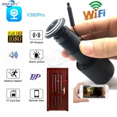 Geniuspy Home Security 1080P Wifi Door Eye Hole Mini Peephole IP P2P Motion Detection Video V380 Camera With Micro TF Card Slot