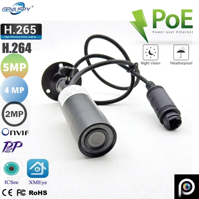 P2P Onvif Waterproof Outdoor 1080P 4MP 5MP Miniature Ir Infrared Bullet Mini IP Camera POE Day Night Vision Security Cam For Car