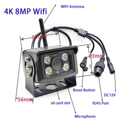 Camhi P2P Metal Shell 4K 8MP IMX415 5MP 2MP FHD 4G Wifi IP Camera Outdoor IP66 Car Fleet Bus Came Security CCTV Surveillance