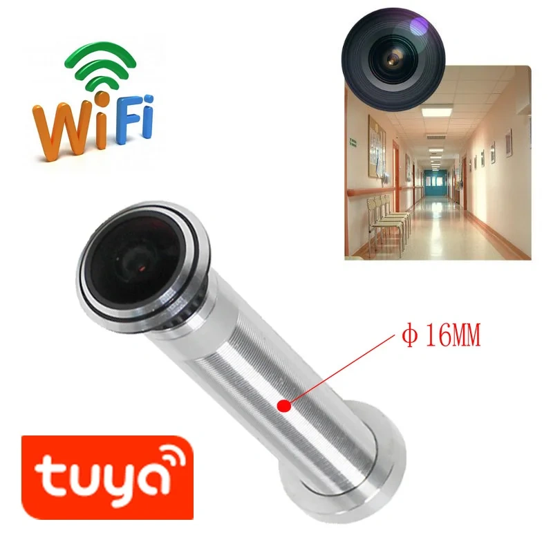 Tuya Door Eye Hole Security 1080P HD 2.1mm Lens Wide Angle FishEye CCTV Network Mini Peephole Door WifI Camera P2P SD Card Slot