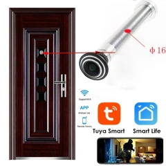 5G  2.4G WIFI 16MM Tuya Wifi Door Eye Camera Mini Peephole Door WifI IP Camera 1.66MM Wide Angle FishEye Audio TF Card Slot