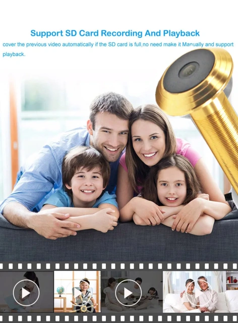 Doorbell 150 Degree Peephole Viewer Door Eye Video Door Bell Smart IR Indoor Camera Monitor Visual 1080P Wifi IP Camera V380