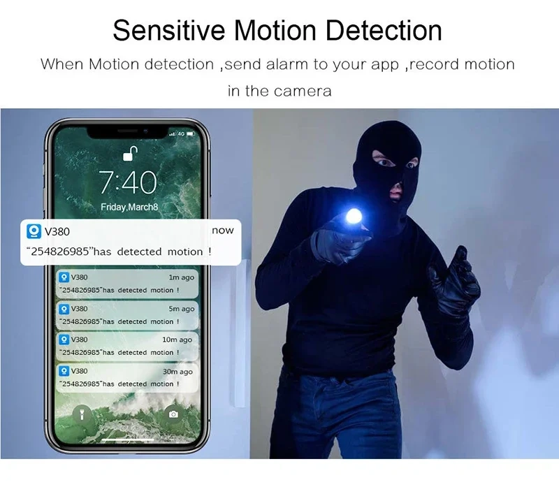 V380Pro 180 Degrees Surveillance Network Video 2 Way Audio P2P SD Card Slot 1080P Home Security Door Eye Peephole Wifi IP Camera