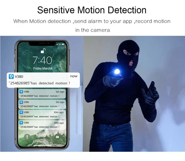 V380Pro 180 Degrees Surveillance Network Video 2 Way Audio P2P SD Card Slot 1080P Home Security Door Eye Peephole Wifi IP Camera