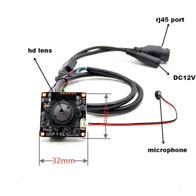 32x32mm RTSP Mini IP Camera Module Pin hole Lens 4MP 2560*1440 Low illumination ONVIF XMEYE P2P Face Detection Radiator