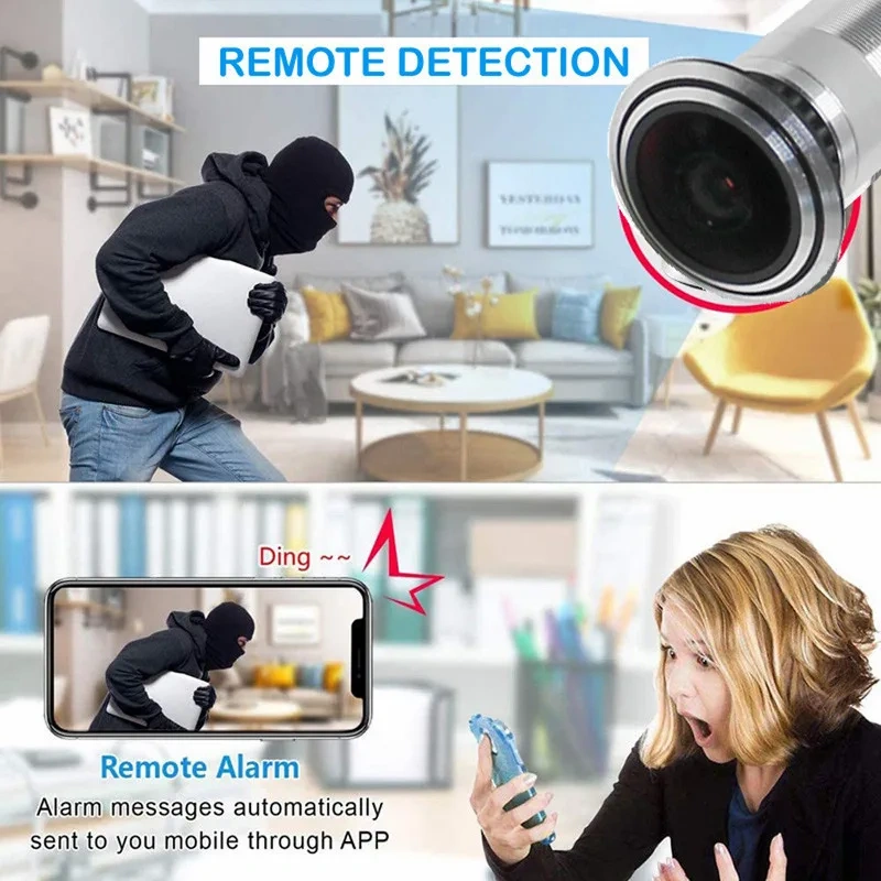 V380PRO Wide Angle 150degree 2.1mm Fisheye lens 1080P P2P Wireless Covert Video Audio Record Wifi Door Camera TF Card Recording