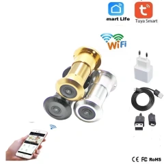 1080P Security Wireless Eye Door IP Camera Gate Yard Smart Cabinet Wide Angle FishEye Audio IR Mini Peephole CCTV P2P Micro TUYA