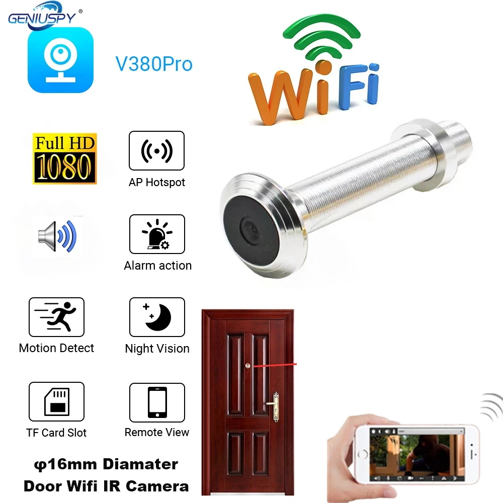 Doorbell 150 Degree Peephole Viewer Door Eye Video Door Bell Smart IR Indoor Camera Monitor Visual 1080P Wifi IP Camera V380