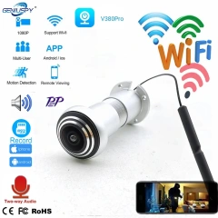 V380 PRO WIFI 1080P HD Door Eye Hole Peephole Camera Household Anti-theft Monitoring Alarm Concealed Wireless Security Camera