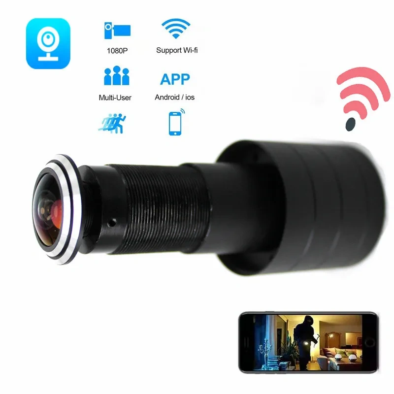 WIFI Door Eye Hole 1080P 2.1mm Wide Angle FishEye Network Peephole Wireless Door IP Camera P2P SD Card Slot Audio Cloud Storage
