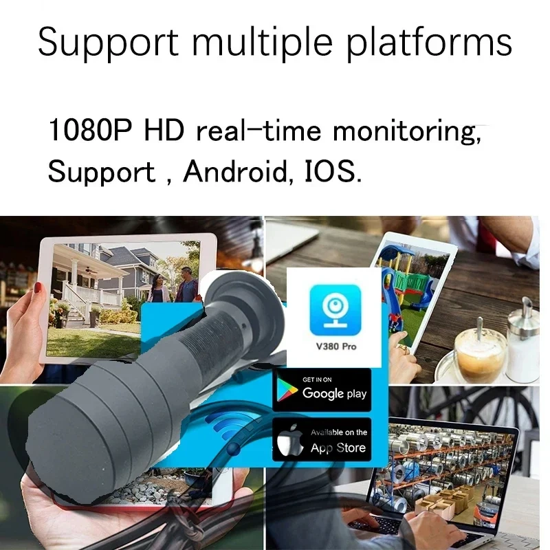 V380Pro 180 Degrees Surveillance Network Video 2 Way Audio P2P SD Card Slot 1080P Home Security Door Eye Peephole Wifi IP Camera