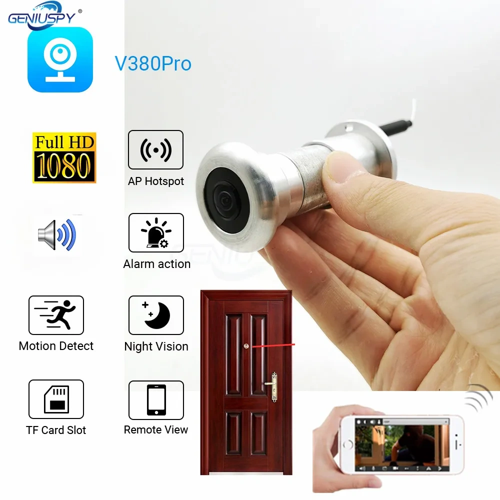 1080P Wifi IP Peephole Camera HD 2MP Home Security Door Eye Motion Detection Mini Video Camera Build-In IR 940nm/Audio Supported