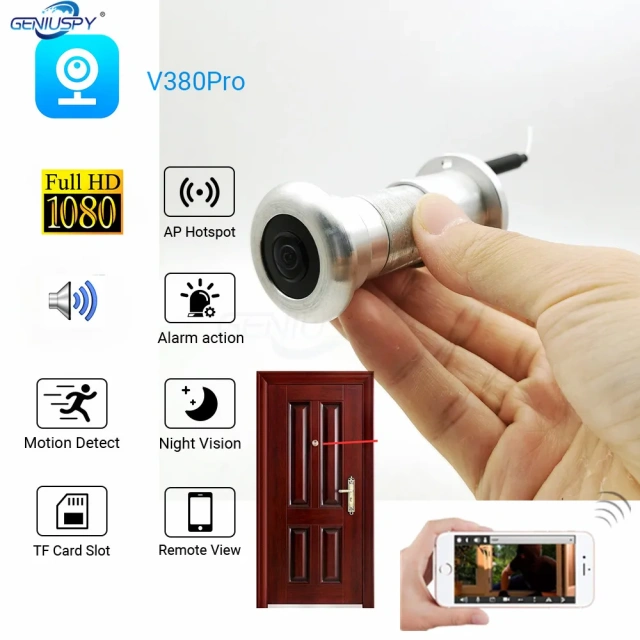 1080P Wifi IP Peephole Camera HD 2MP Home Security Door Eye Motion Detection Mini Video Camera Build-In IR 940nm/Audio Supported