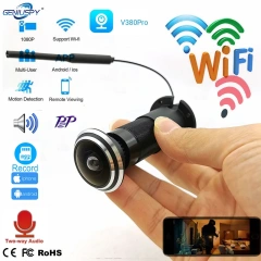 V380pro 1080P Door Eye Hole Security 1.7mm 2.1mm Wide Angle FishEye CCTV Wireless Micro Peephole Door WifI Camera Two Way Audio