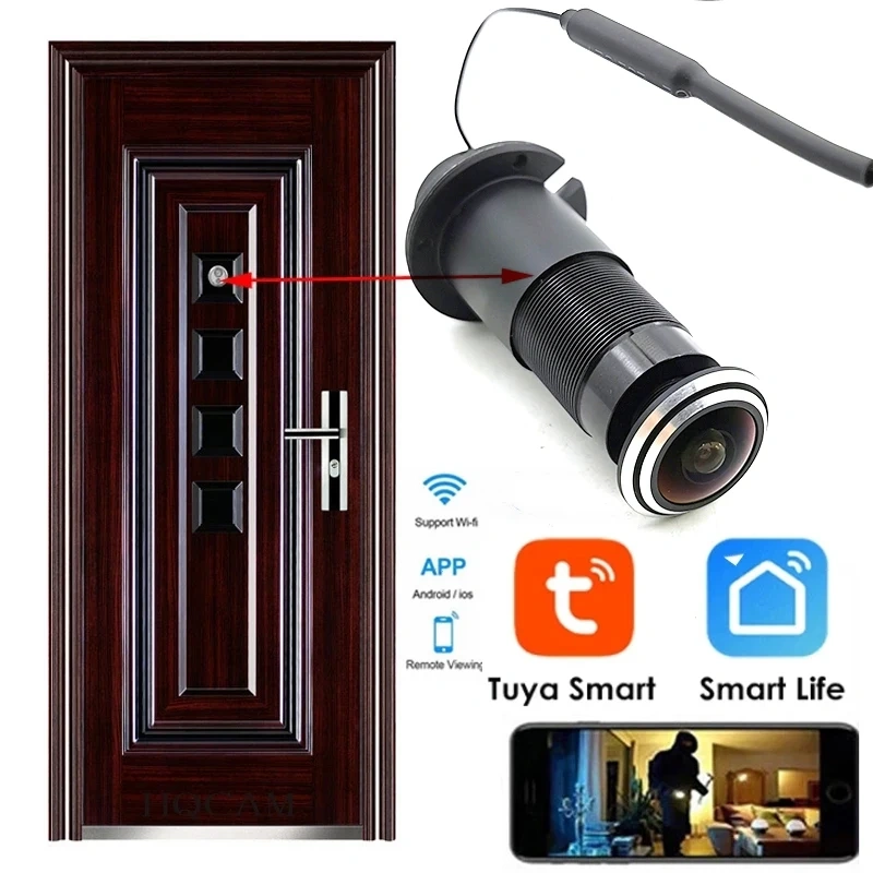 Two Way Audio Wifi 1080P Door Eye Hole IP Camera 2.1mm Peephole Fisheye Lens P2P Tuya Smart Home Security Surveillance Camera