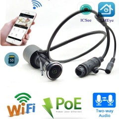 2MP POE Wifi Door Eye Hole IP Camera Wireless Wide Angle Cat FishEye Peephole Door CCTV Cam Network P2P ICSEE On vif 2 Way Audio