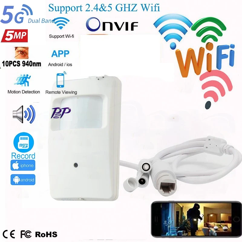 SD Card 940nm IR 2MP 5MP 5G 2.4G Wifi PIR IP Camera 1080P Indoor Security CCTV System Audio Video Surveillance HD Mini Cam P2P