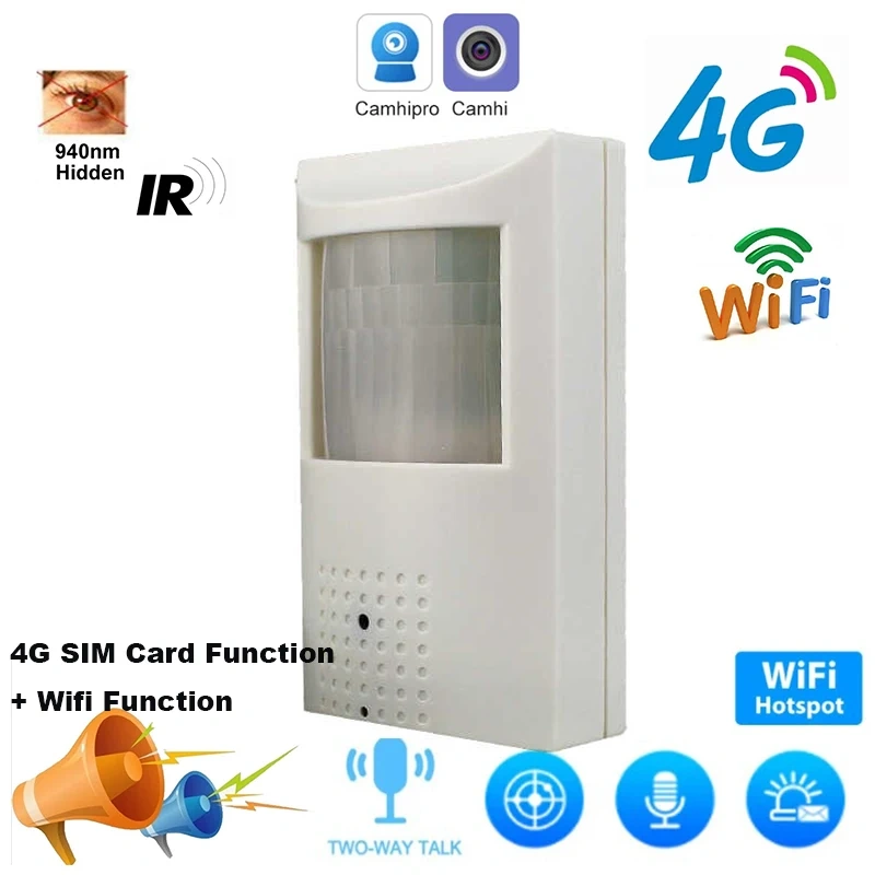 Geniuspy 4G SIM Card 2MP 5MP 2560x1920P Wireless Wifi IP Camera With IR-Cut Invisible 940nm IR LED 2 Way Audio TF Card Slot