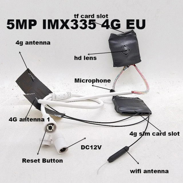 DC12V Camhi p2p 5MP imx335 2mp Starlight 4G SIM CARD Wifi Mini Wireless Camera 4G With Audio TF Card Slot Battery Optional