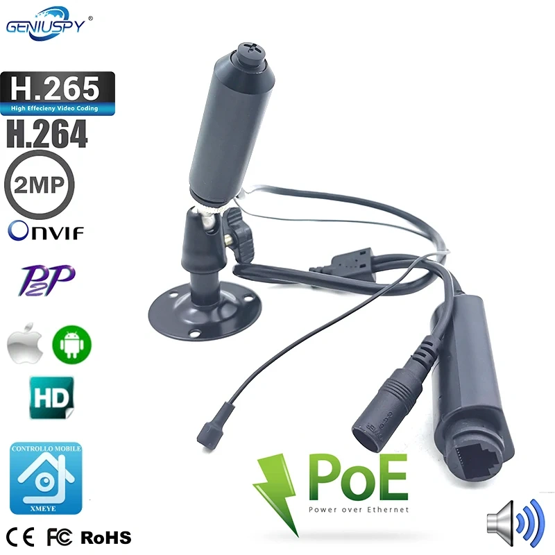 P6slite Xmeye POE Mini Bullet 1080P 5MP Security IP Camera On vif P2P CCTV Video Audio Surveillance IPCam Network Small