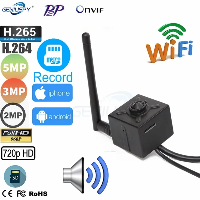 Geniuspy 5mp imx335 imx307 1080P 2MP Audio WIFI IP Camera Wireless Surveillance Home Security Camera With TF Card Slot CAMHI APP