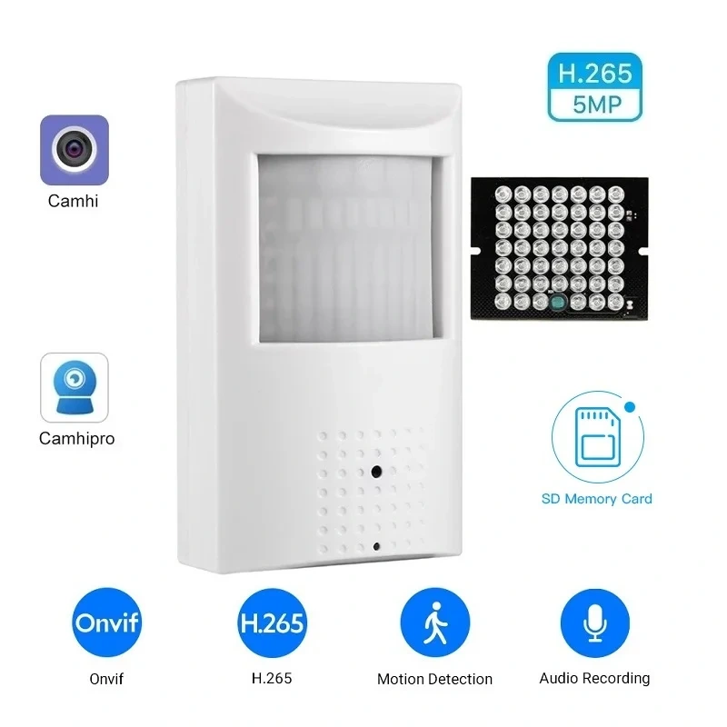 Camhipro 2MP 5MP Two Way Audio PIR POE Mini IR IP Camera CCTV Surveillance Invisible 940nm IR Led Video Security TF Card Slot