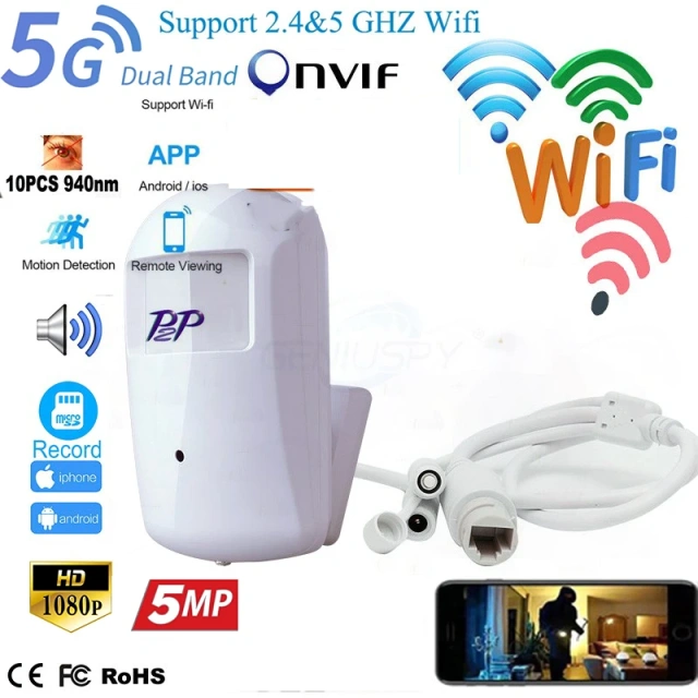 2.4G 5G Dual WIFI IMX307 IMX335 Audio 940nm Invisible IR PIR IP Camera Wireless Night Vision Mini Indoor Security CCTV Camhipro