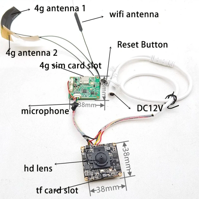 CamHi 1080P 5MP HD Camera Module 3G 4G Lte Camera PCB Board Wireless Wifi GSM SIM Card IP Camera Security CCTV P2P Audio