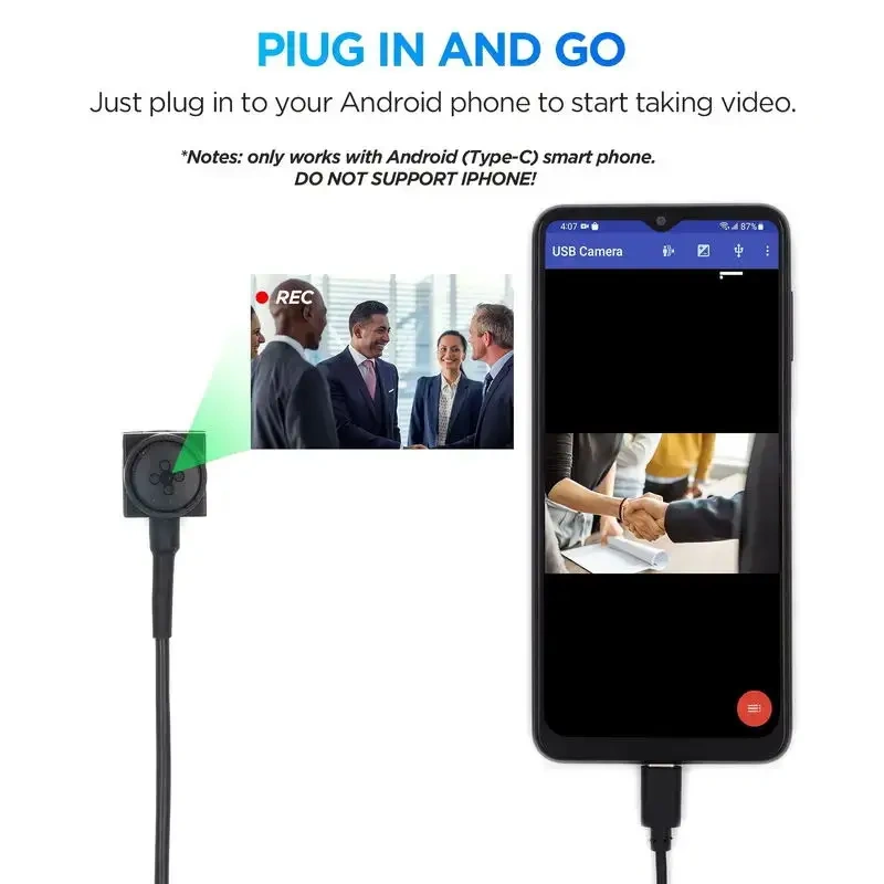 Low Power Not Heating Portable HD 1080P Android Micro Usb TYPE-C OTG UVC Button Camera Audio For Android Mobile Phone Camera Otg Cam