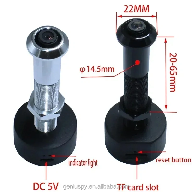 14.5mm Diameter 2MP Door Wifi IR Eye Camera 5G 2.4G TUYA Wide Angle Security Door Peephole WiFi Wireless Cat-eye Camera P2P RTSP