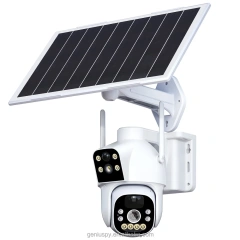 Camhipro Low Power Dual-lens 4MP Wi-Fi/ 4G Wireless Dome PTZ Pan Tilt Solar Battery Camera With Dual PIR Motion Detection Alarm